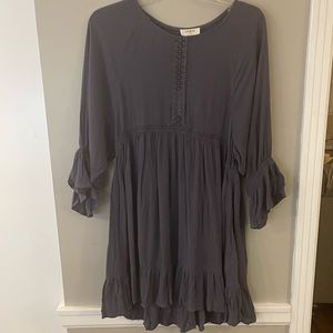 Grey Umgee Boho Baby Doll Dress